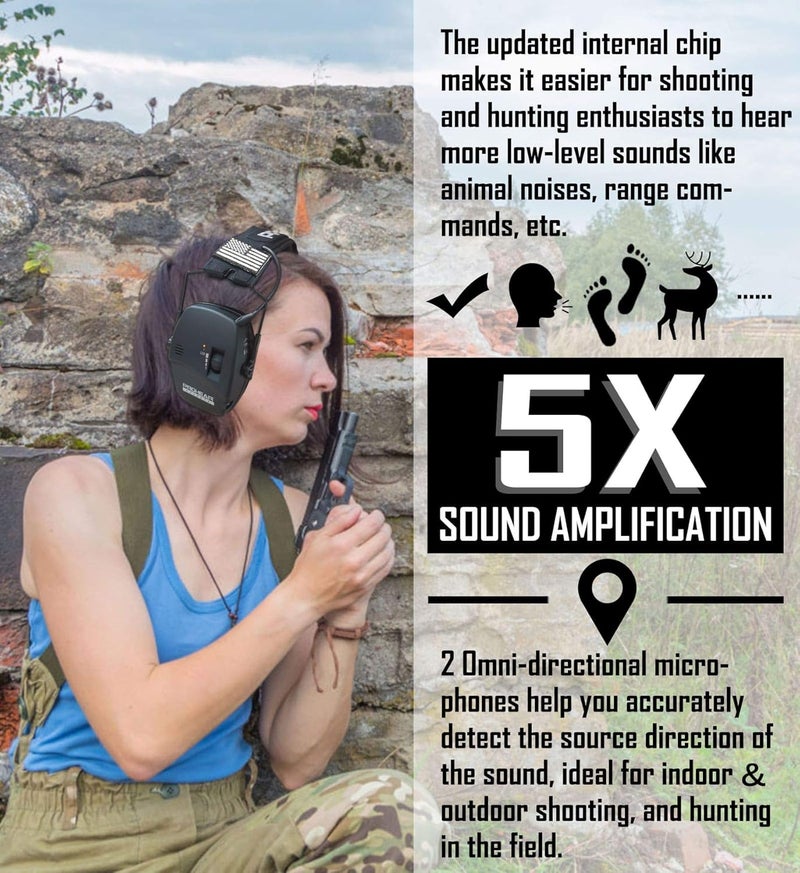 PROHEAR Digital Electronic Shooting Ear Protection 5X Sound Amplification Earmuffs, 23dB NRR Low Profile Noise Reduction Hearing Protection for Gun Range and Hunting, Black - Image 3
